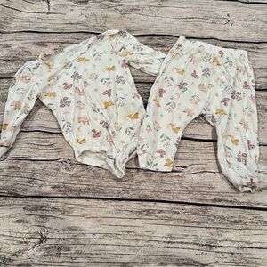 Milkberry Floral Bamboo Matching  Onesie and Pants Set Size 3-6
